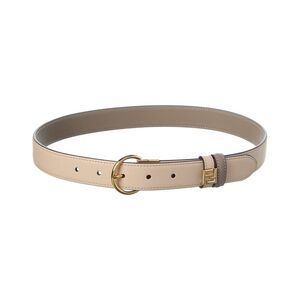 Fendi Ff Leather Belt, White